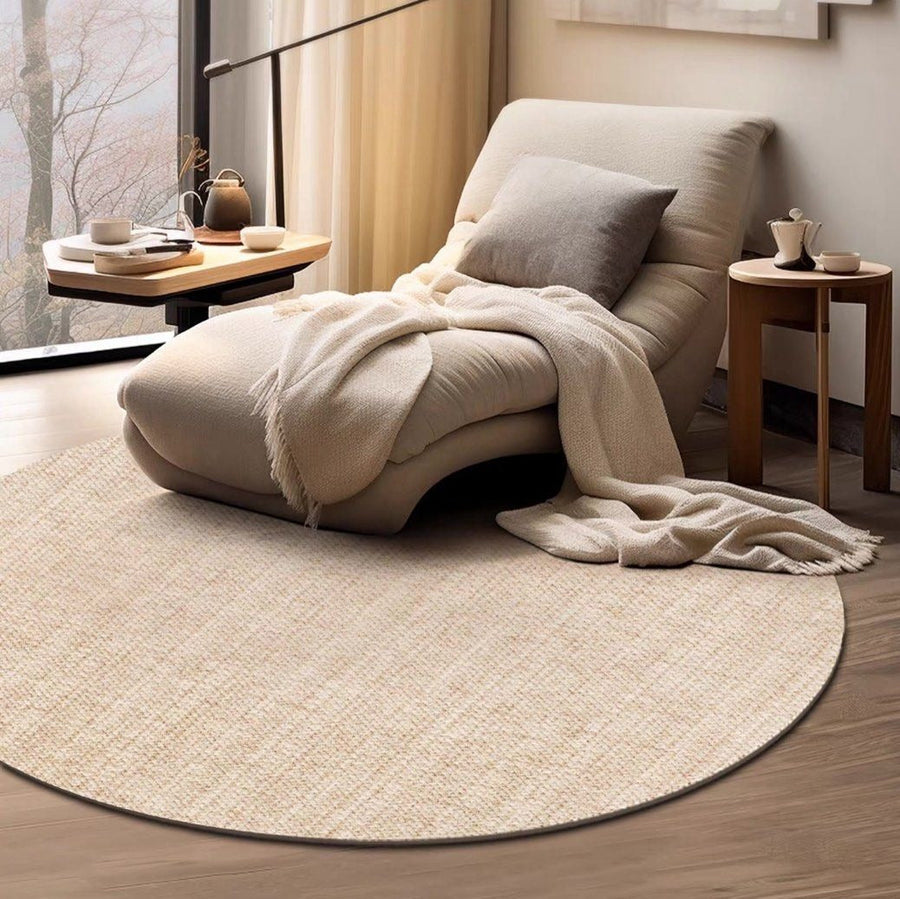 ZACHARIAS Modern Khaki Wool Round Rug - Radical Homes Singapore