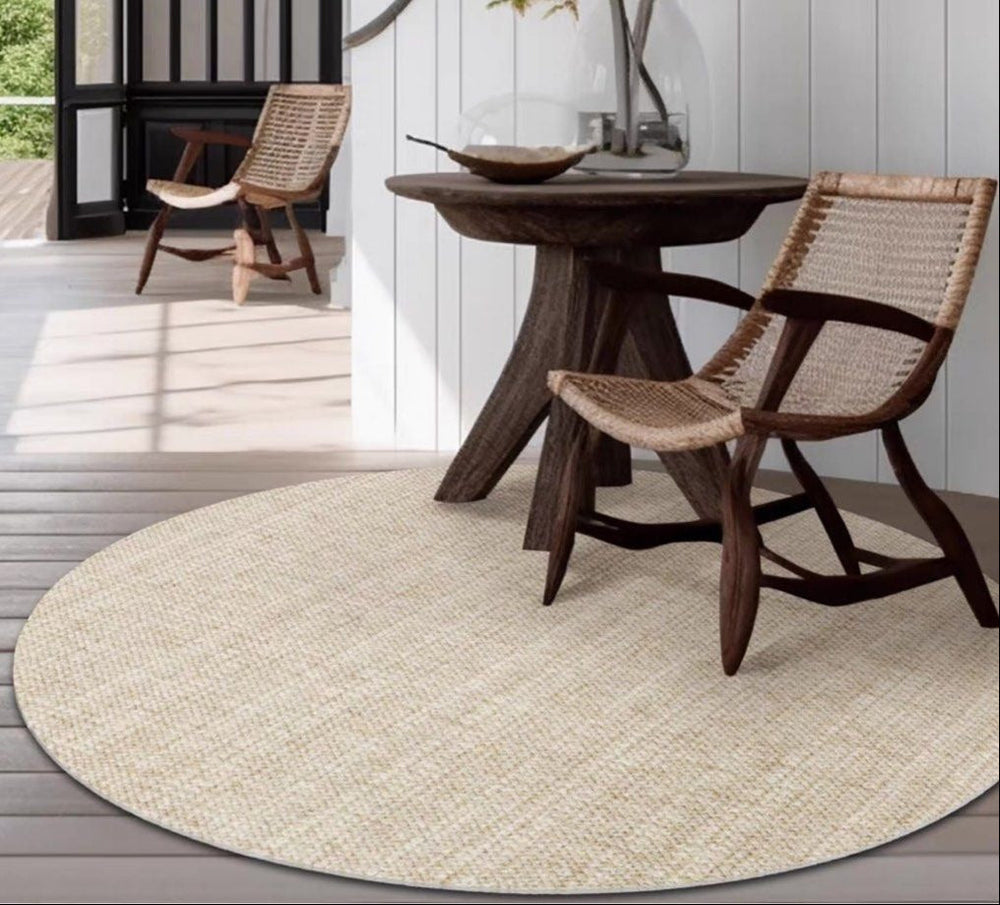 ZACHARIAS Modern Khaki Wool Round Rug - Radical Homes Singapore