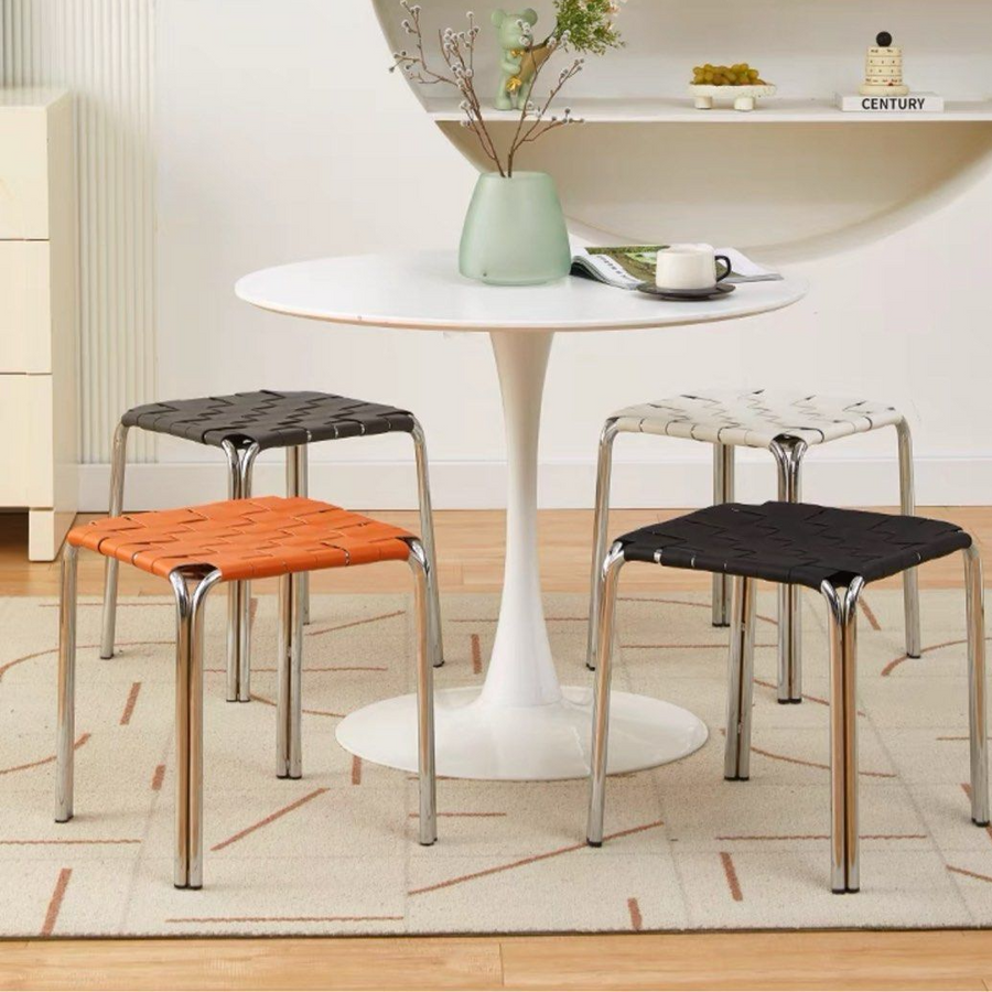 CHANE Modern Leather Stool - Radical Homes Singapore