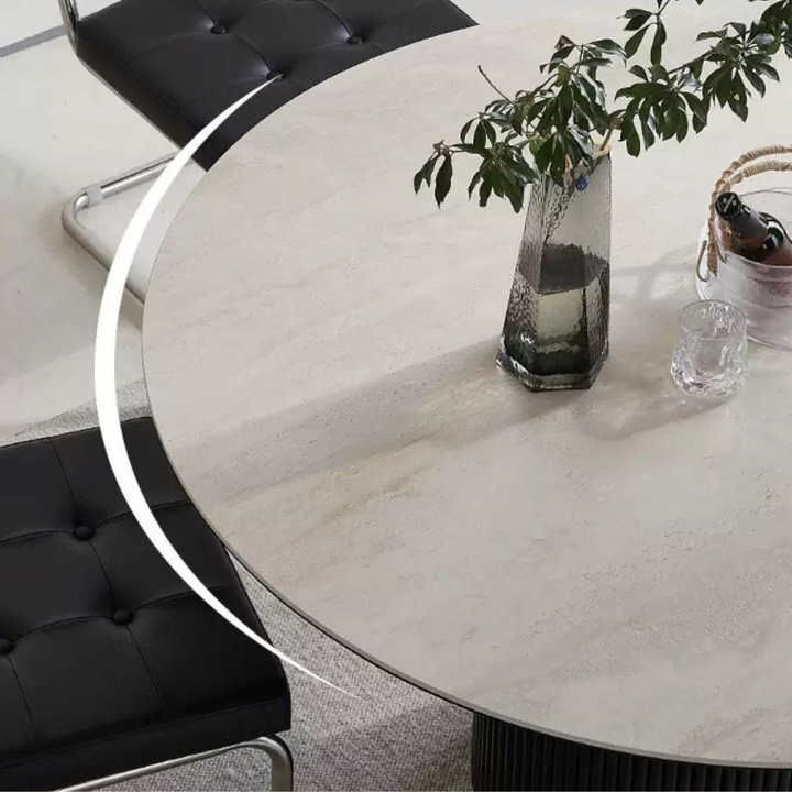 STRATERRA Modern Travertine Dining Table - Cassa Haus Singapore