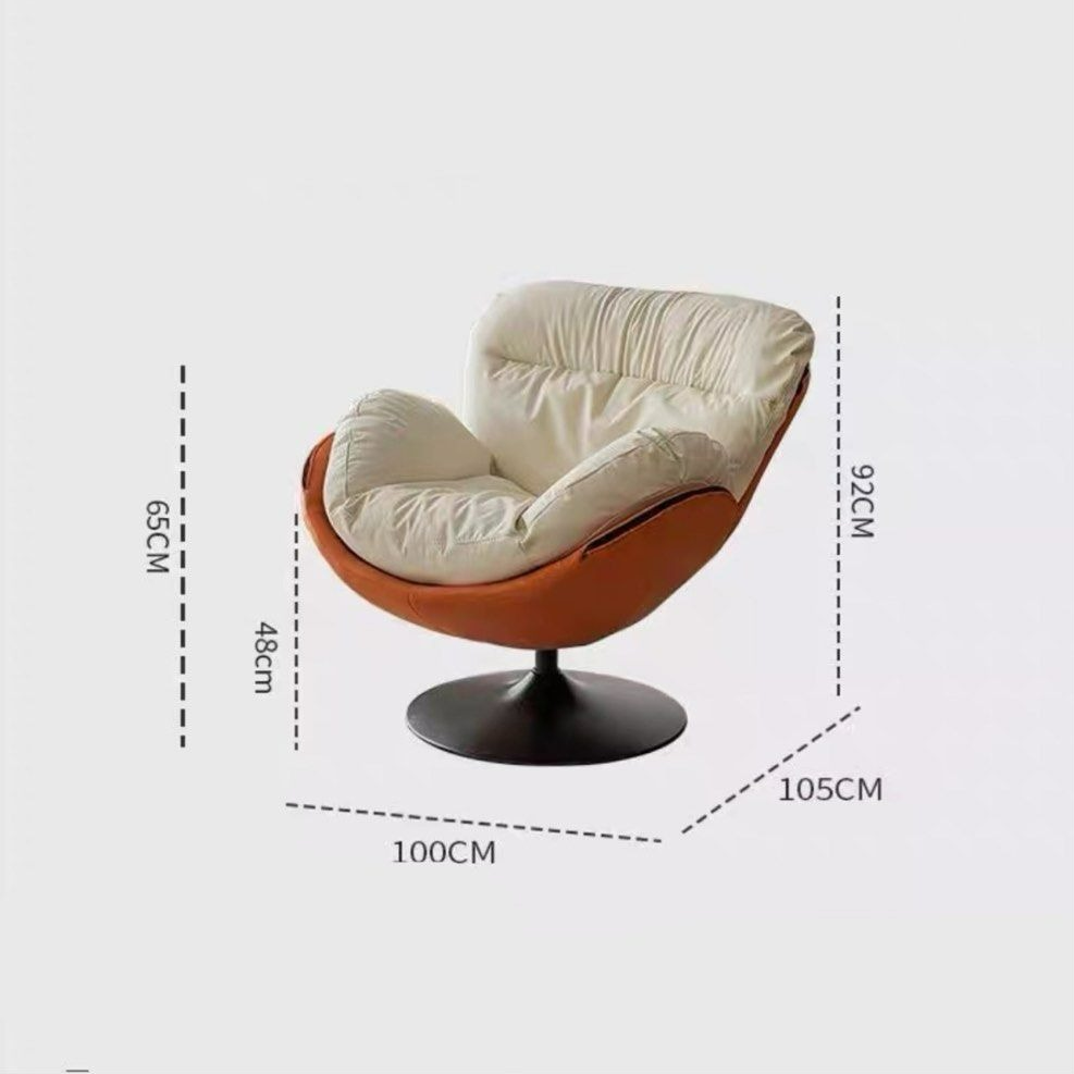 MILA Modern Leather Swivel Lounge Chair - Radical Homes Singapore