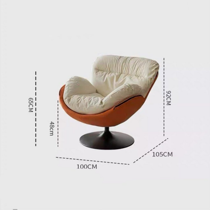 MILA Modern Leather Swivel Lounge Chair - Radical Homes Singapore