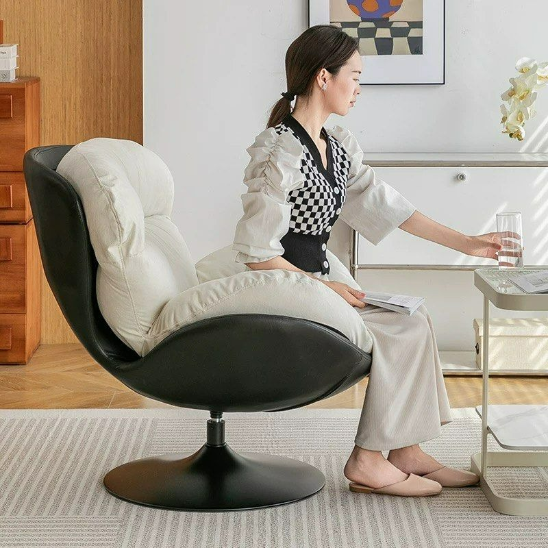 MILA Modern Leather Swivel Lounge Chair - Radical Homes Singapore