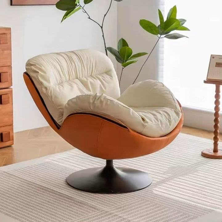 MILA Modern Leather Swivel Lounge Chair - Radical Homes Singapore