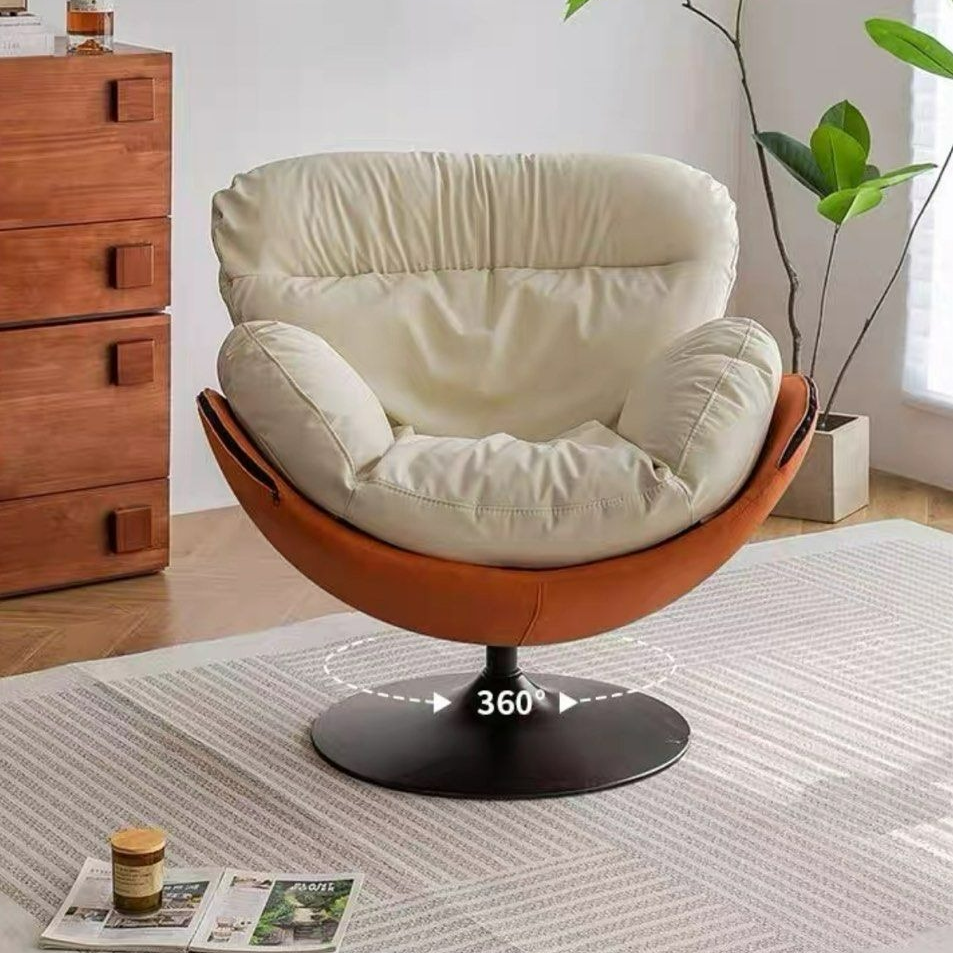 MILA Modern Leather Swivel Lounge Chair - Radical Homes Singapore