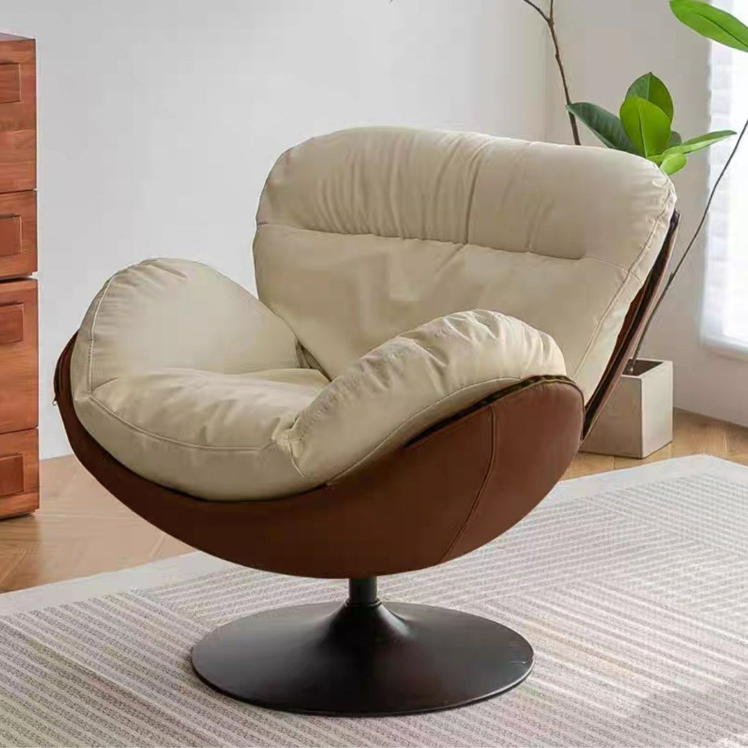 MILA Modern Leather Swivel Lounge Chair - Radical Homes Singapore