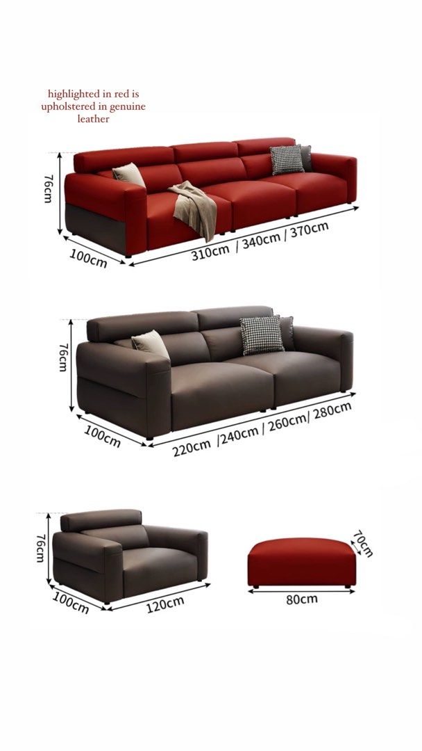 ROVINO Modern Genuine Leather Sofa - Radical Homes Singapore