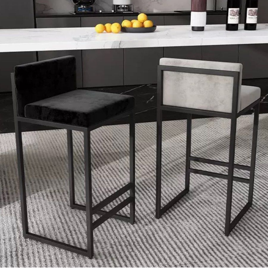 MANTHA Modern Velvet Bar Stool - Radical Homes Singapore
