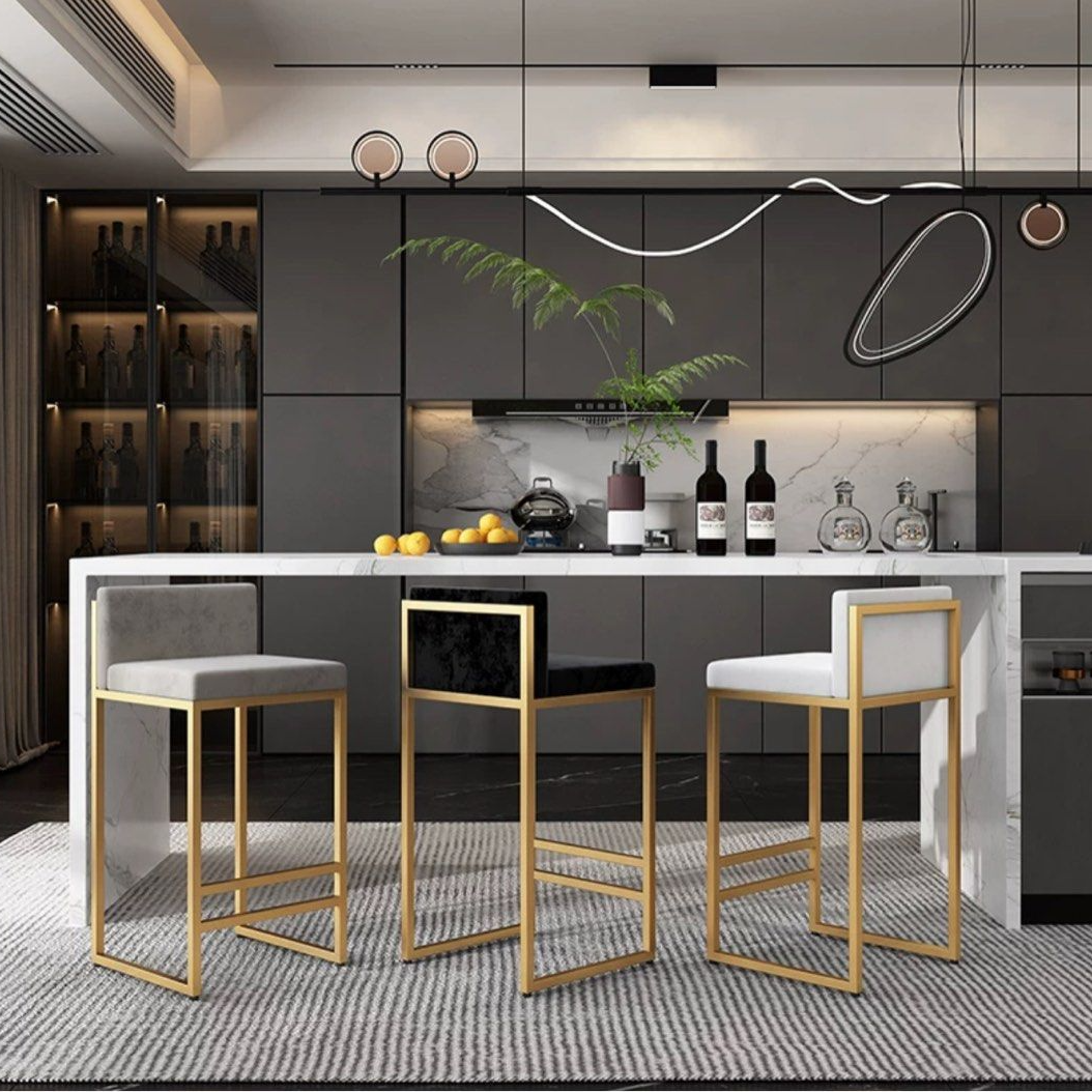 MANTHA Modern Velvet Bar Stool - Radical Homes Singapore