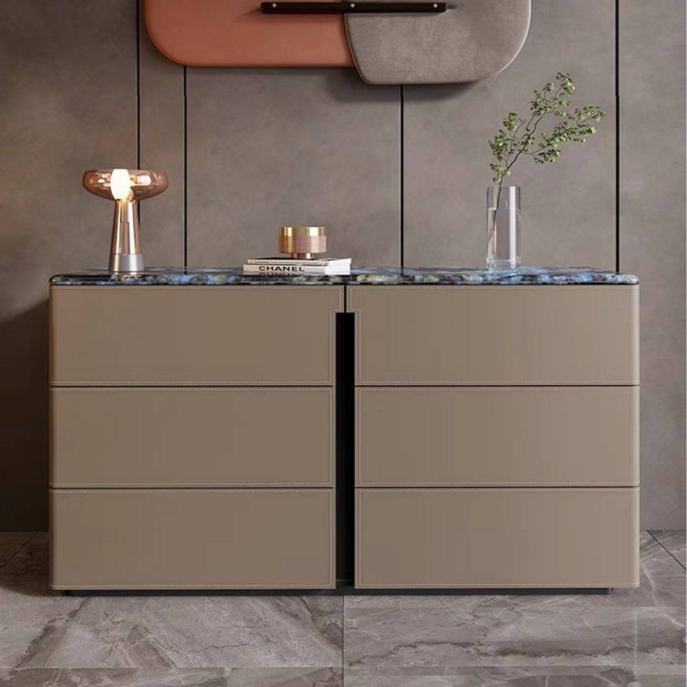 GIACOMO Modern Saddle Leather Sideboard - Radical Homes Singapore