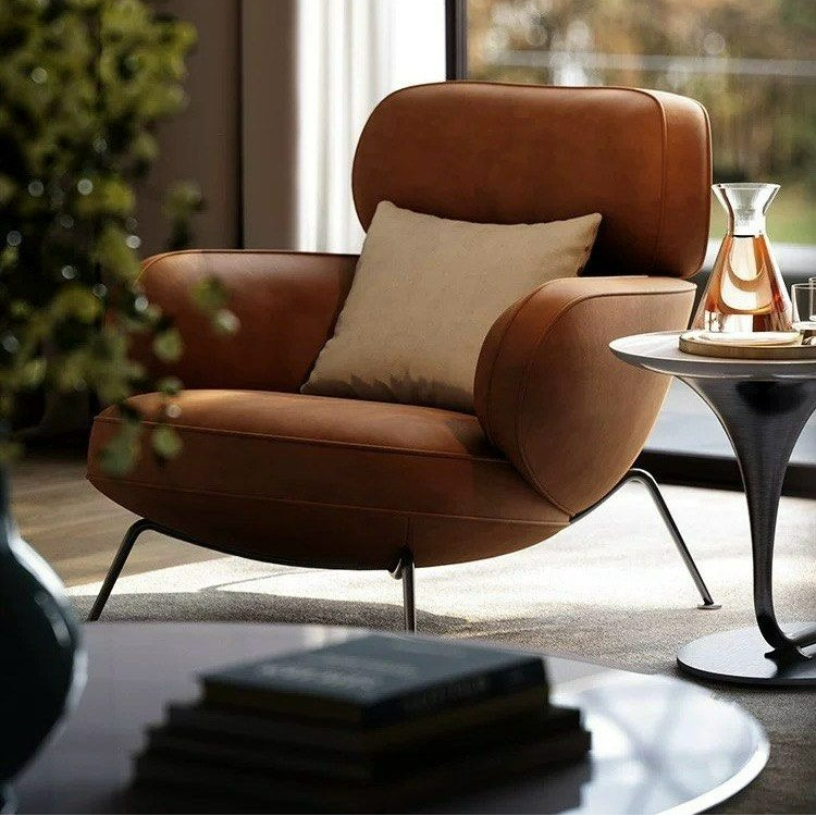 LUNA Modern Leather Leisure Chair - Radical Homes Singapore