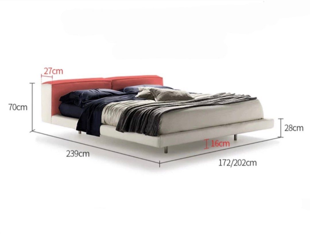 WILLOW Modern Leather Floating Bedframe - Radical Homes Singapore
