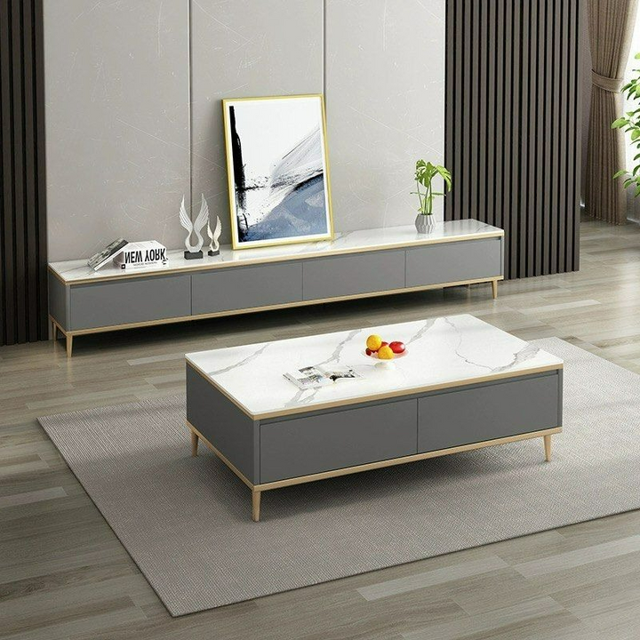 VELMIRA Modern Sintered Stone TV Console - Cassa Haus Singapore