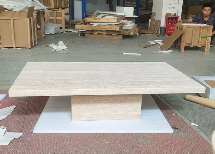 COVARA Luxury Travertine Coffee Table - Cassa Haus Singapore