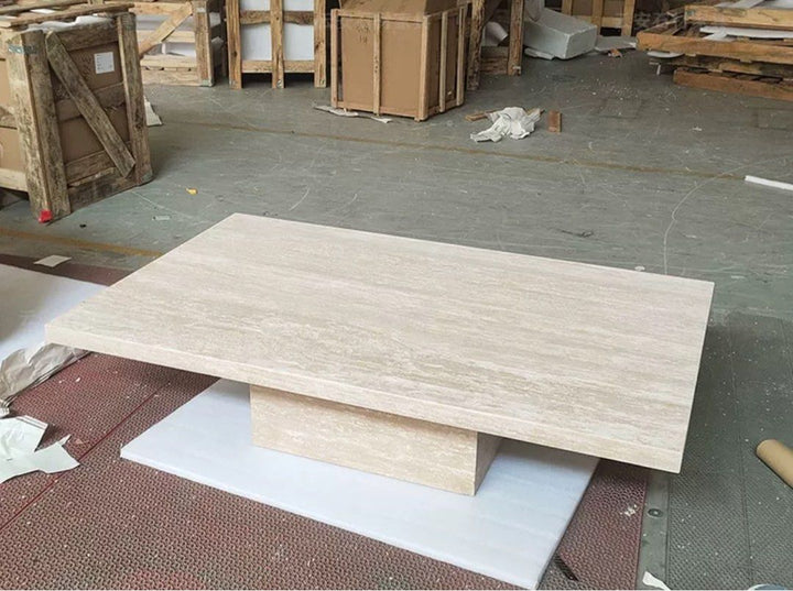 COVARA Luxury Travertine Coffee Table - Cassa Haus Singapore