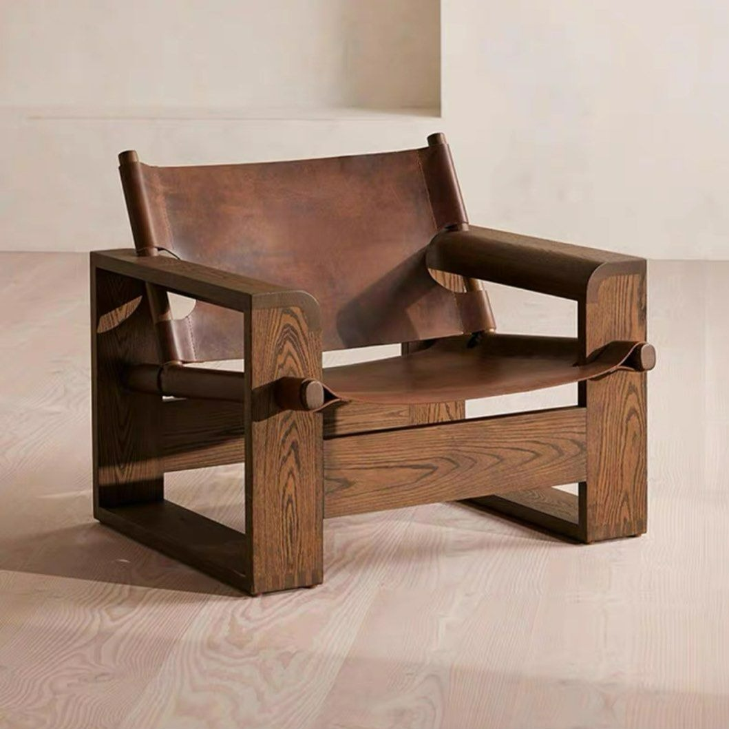 MICHAEL Rustic Solid Wood Lounge Chair - Radical Homes Singapore