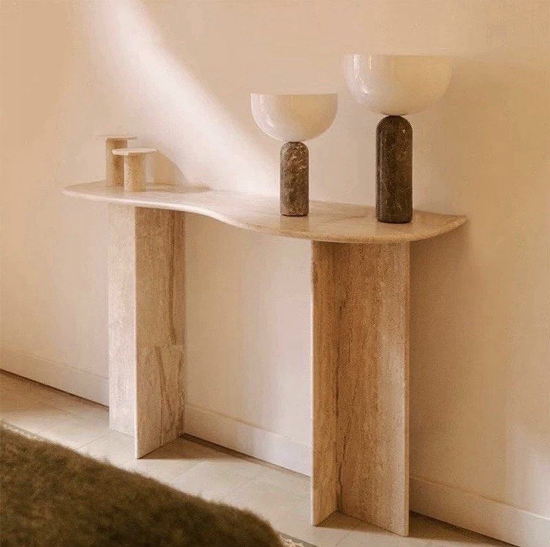 VERENA Modern Travertine Console Table - Radical Homes Singapore