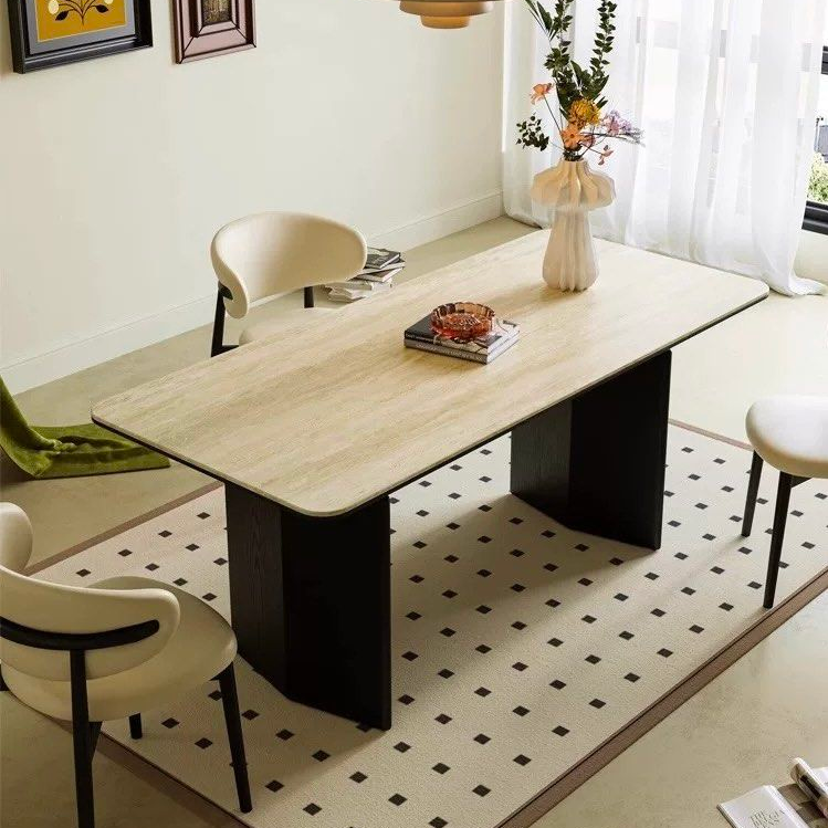 QUERIDA Modern Travertine Dining Table - Radical Homes Singapore