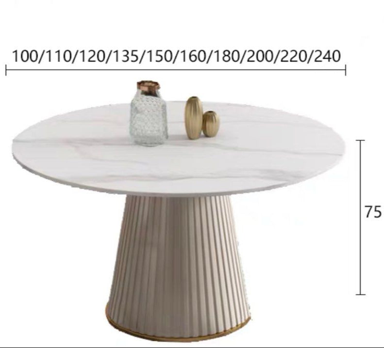 IMTIAZ Modern Round Sintered Stone Dining Table - Radical Homes Singapore
