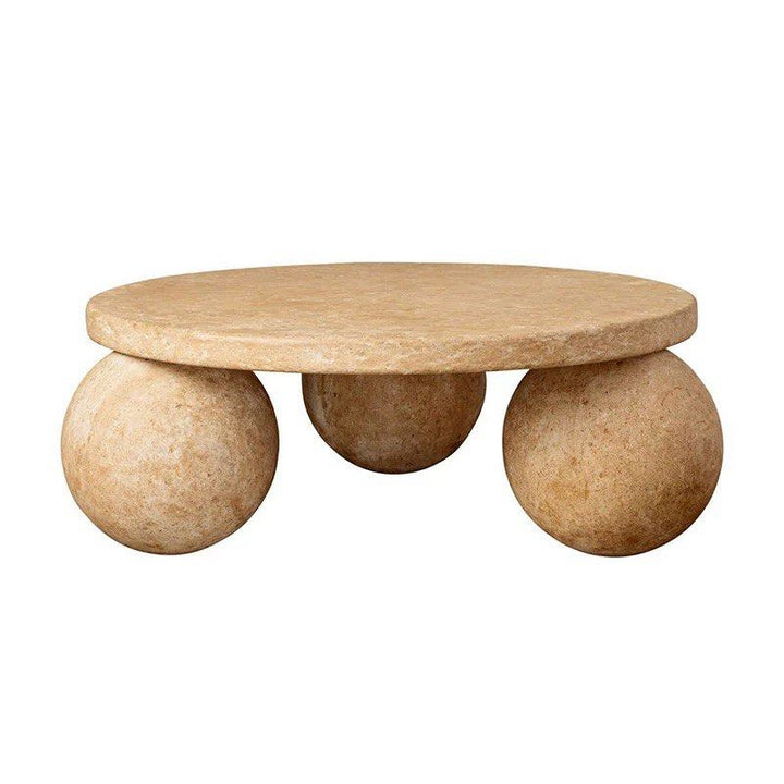 ZHANG Modern Travertine Round Coffee Table - Radical Homes Singapore