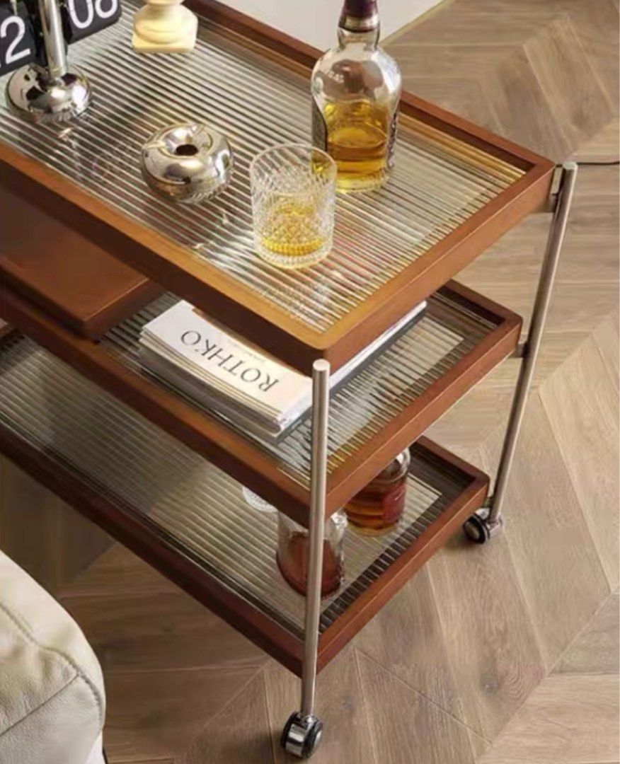 ZILA Modern Walnut Bar Cart - Radical Homes Singapore